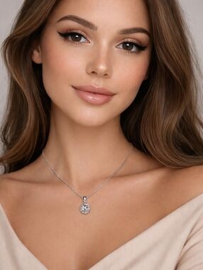 Swarovski Crystal Elements Halo Pendant Necklace | 18” + 3” Extender | NWOT